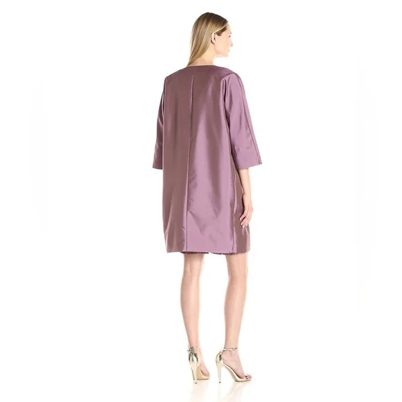 Adrianna Papell Boat Neck Sleeveless Tafetta Embroidered Mesh Dress with Jacket - Picture 3 of 8